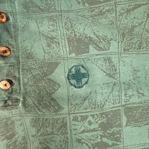 Vintage Jansport Green/Blue AOP Design Polo Shirt Size Large - Picture 6 of 6